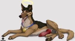 2019 4_toes all_dogs_go_to_heaven anatomically_correct anatomically_correct_penis animal_genitalia animal_penis balls black_fur brown_fur brown_nose canid canine canine_penis canis charlie_barkin domestic_dog don_bluth erection eyebrows feral fur german_shepherd grey_fur herding_dog knot looking_at_viewer lying male male_only mammal multicolored_fur on_side pastoral_dog pawpads paws penis presenting red_penis simple_background smile solo teeth toes tongue tongue_out truegrave9