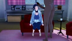 1boy 3d age_difference artist_request ass barefoot bbw big_penis blue_hair blush breasts couch dark-skinned_male dark_skin erection feet female huge_cock hyuuga_hinata indoors interracial large_breasts large_penis legs long_hair male naked naruto naruto_(series) naruto_shippuden nude oppai penis purple_eyes raikage sofa straight toes voluptuous