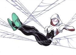 1girls athletic_female costume female female_only gwen_stacy marvel marvel_comics muscles scott_dalrymple solo spider-gwen spider-man_(series) web