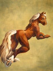 animal_genitalia animal_pussy anthro biped breasts brown_body brown_fur equid equine equine_tail female fetlocks fingers fur genitals hi_res hooved_fingers hooves horse horseshoe mammal nude pussy scale_(artist) solo