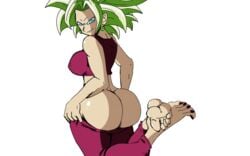 1girls barefoot big_butt blonde_hair breasts dragon_ball dragon_ball_super female fusion green_hair imasourlemon kefla legendary_super_saiyan light-skinned_female light_skin saiyan spiky_hair super_saiyan super_saiyan_2 white_background