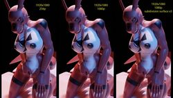 3d andrey_4k anthro anthro_only bed big_breasts blender comparison digimon female fingering furry genderswap genderswap_(mtf) guilmon huge_breasts indoors looking_pleasured multiple_images nipples reptile rule_63 scalie shadow shiny_skin solo tail teeth watermark