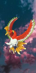 1boy 4_toes avian beak bird claws edit erection feral ho-oh huge_penis humanoid_penis looking_away male male_only nintendo nude penis pokemon pokemon_gsc red_eyes sky source_request tail testicles veins veiny_penis what wings