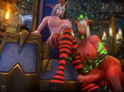 2futas 3d alynisa animal_genitalia areolae big_breasts breasts derpynaut dickgirl erect_nipples erection eredar feet foreskin futa_only futanari horsecock huge_cock intersex large_breasts night_elf nipples nude penis tentacle thighhighs toes uncut world_of_warcraft