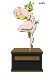 areolae ass big_ass big_breasts breasts bunny_ears bunny_girl bunny_tail bunnysuit bursting_breasts female gigantic_breasts huge_breasts hyperflannel mario_(series) nipples pedestal queen_valentina solo statue super_mario_rpg thick_thighs white_background