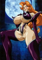 artist_request auburn_hair bare_shoulders blush breasts bursting_breasts cameltoe cleavage ekaterina elbow_gloves erect_nipples female flossing gloves green_eyes huge_breasts innie_pussy lipstick long_gloves long_hair long_nipples moon nipples orange_hair pussy shinkon_gattai_godannar shinkon_gattai_godannar!! skin_tight smile solo spandex spread_legs standing thick_thighs thighhighs uncensored underboob uniform vagina