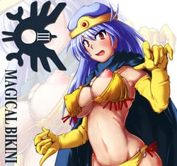 1girls dragon_quest dragon_quest_iii erect_nipples female female_only human large_breasts magic_bikini_(dq) sage_(dq3) solo swimsuit wardrobe_malfunction zoom_layer