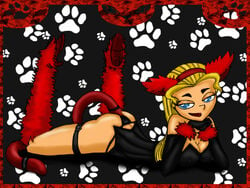 blonde_hair blue_eyes boots cat_costume cat_ears drago-flame female female_only high_heels human human_only lindsay_(tdi) nipples_visible_through_clothing posing solo straight_hair total_drama_island