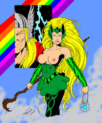 2003 amora_the_enchantress breasts_out female human human_only light-skinned_female light-skinned_male light_skin male marvel marvel_comics rainbow straight straight_hair tagme thor_(marvel) thor_(series)