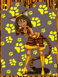 boots cat_costume cat_ears cleavage courtney_(tdi) drago-flame female female_only headband high_heel_boots high_heels human human_only latina looking_at_viewer solo straight_hair tail total_drama_island