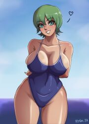 1girls absurd_res absurd_resolution absurdres alternate_version_available bare_shoulders beach big_breasts blue_eyes breasts busty cleavage curvaceous curvy curvy_female curvy_figure david_productions eye_contact female female_focus female_only foo_fighters front_view green_hair heart hi_res high_resolution highres jojo's_bizarre_adventure large_breasts larsson_(artist) medium_hair pov_eye_contact shonen_jump short_hair shounen_jump smile smiling smiling_at_viewer solo solo_female solo_focus spoken_heart stone_ocean swimsuit tagme tan_body tan_skin thick_thighs thighs viewed_from_front voluptuous voluptuous_female yurilarsson