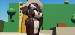 1girls 3d artist_request ass breasts cleavage crossroads_(roblox) dark-skinned_female dress roblox roblox_avatar robloxian source_request tagme