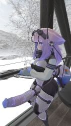 blue_highlights bottomless futanari massive_penis purple_highlights raruh_(avatar) robot_girl snow thorax_(body_part) vrchat vrchat_model