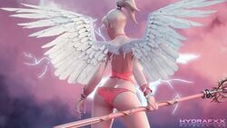 1girls 3d ass blonde_hair bra female female_only hydrafxx mercy overwatch panties pinup solo wallpaper