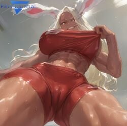 1girls abs ai_generated big_breasts boku_no_hero_academia brown_skin bunny_ears cameltoe evil_smile female female_only huge_breasts long_hair marshalperv miruko muscular muscular_female my_hero_academia pervmarshal red_eyes rumi_usagiyama smile solo solo_female spandex sports_bra sports_uniform sweat sweating tagme tagme_(artist) white_hair