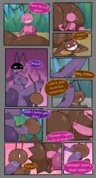 2024 anal anal_sex ant antennae_(anatomy) anthro anus arthropod arthropod_abdomen ass balls bari_(dozighost) belly big_butt big_penis blush bodily_fluids bottom_heavy breasts brown_body butt_grab choco_(dozighost) clove_(dozighost) comic dialogue digital_drawing_(artwork) digital_media_(artwork) dozighost english_text fellatio foreskin genitals grass group group_sex gynomorph gynomorph/male gynomorph_penetrating gynomorph_penetrating_male hand_on_butt hand_on_cheek heart_symbol hi_res huge_butt humanoid_genitalia humanoid_penis hymenopteran insects intersex intersex/male intersex_penetrating intersex_penetrating_male looking_pleasured looming male male/male male_penetrated male_penetrating male_penetrating_male nipples oral outside pear-shaped_figure penetration penile penis penis_size_difference pink_body plant purple_body rimming saliva sex spitroast spread_butt spreading standing sweat text threesome trio wide_hips