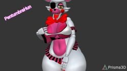 big_breasts crossed_legs five_nights_at_freddy's_2 hand_on_shirt hand_on_thigh mangle_(fnaf) mangle_(mishu) prisma3d tongue_out