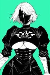 ai_generated blindfold cleavage mask massive_breasts nier:_automata saucy_trove stable_diffusion tagme underboob white_hair yorha_2b