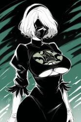 ai_generated blindfold cleavage mask massive_breasts nier:_automata saucy_trove stable_diffusion tagme underboob white_hair yorha_2b