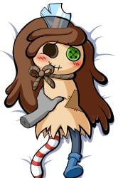 adventure_time armless bed blush brown_hair button_eyes dakimakura_design disembodied_hand female m1nty ragdoll raggedy_princess safe_for_work sfw smile