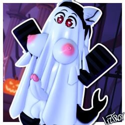 1futa 3d areolae artist_name balls breasts futanari halloween_costume l1ztroy nipples penis roblox robloxian solo source_request tagme