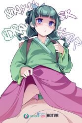 1boy aoqun blue_eyes blunt_bangs braid chinese_clothes clothed_female_nude_male commentary condom condom_on_penis cowgirl_position english_commentary female female_pubic_hair freckles green_hair green_hanfu green_pupils hanfu highres hot_vr kusuriya_no_hitorigoto maomao_(kusuriya_no_hitorigoto) nude penis pixiv_username pubic_hair sex simple_background straddling straight subscribestar_logo subscribestar_username twin_braids white_background