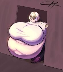 1girls ahoge alternate_breast_size alternate_version_available arcueid_brunestud bbw belly belly_overhang big_belly big_breasts big_female blonde_hair blush body_modification breasts breasts_bigger_than_head chubby chubby_female deep_navel doorframe enormous fat fat_female fat_fetish fat_girl fat_woman fatty foridrawsfat huge_belly huge_boobs huge_breasts hyper_belly large_belly large_boobs large_breasts large_female massive_belly massive_breasts massive_thighs obese obese_female overweight overweight_female plump red_eyes short_hair smile stuck tsukihime tummy type-moon vampire vampire_girl weight_gain