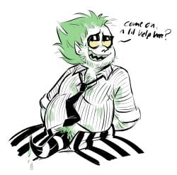 beetlebitties3 beetlejuice beetlejuice_(character) fat fat_man green_hair green_skin male male_only sharp_teeth tentacle_dick tentadick toony