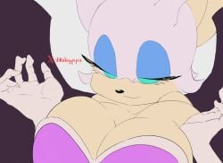 anthro big_breasts blush breasts breasts_out female female_focus female_only flat_colors furry ilikebigpipi rouge_the_bat solo_female sonic_(series) sonic_the_hedgehog_(series) voluptuous voluptuous_female