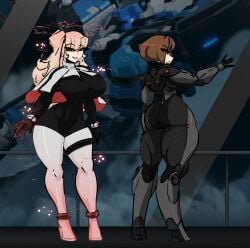 2girls armored_core artist_request bodysuit huge_ass tagme