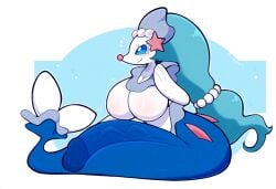 ai_generated anthro big_breasts big_penis blue_eyes blue_hair blush breasts busty_feral erection featureless_breasts futanari generation_7_pokemon genitals hair hellsonger hi_res huge_breasts huge_cock hyper long_hair mammal marine nintendo nude penis pinniped pokemon pokemon_(species) primarina simple_background smile solo vein