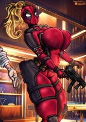 big_ass big_breasts big_butt blonde_hair bluewolfartista deadpool_&_wolverine_(2024) genderbend genderbent genderswap genderswap_(mtf) huge_breasts lady_deadpool marvel marvel_comics massive_breasts rule_63 spanked_butt spanking spanking_ass wanda_wilson wide_hips