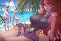 anima_squad_series battle_bunny_miss_fortune battle_bunny_prime_riven battle_bunny_series battle_cat_jinx bikini female himmely jinx_(league_of_legends) league_of_legends miss_fortune red_hair riot_games riven swimsuit