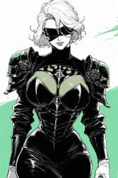 ai_generated armor blindfold cleavage massive_breasts nier:_automata saucy_trove stable_diffusion tagme white_hair yorha_2b