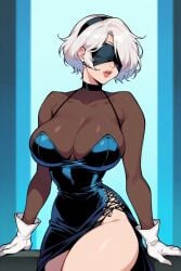 1girls ai_generated blindfold breasts cleavage dress large_breasts massive_breasts nier:_automata panties saucy_trove sheer short_hair solo stable_diffusion tagme white_hair yorha_2b