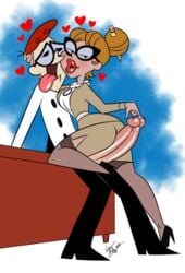 1boy 1boy1girl 1girls aeolus06 assjob brown_hair buttjob cartoon_network clothed clothed_buttjob dexter dexter's_laboratory female glasses heart hearts heels high_heels hot_dogging light_brown_hair lips lipstick male miss_wimple outercourse red_hair red_lipstick stockings straight student teacher teacher_and_student