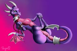 2019 4_toes absurd_res anus ass big_ass big_butt bodily_fluids claws cum cum_in_pussy cum_inside cynder detailed digital_media_(artwork) dragon female feral fingers genital_fluids hi_res horn huge_ass huge_butt leash looking_at_viewer membrane_(anatomy) membranous_wings nude pesky12 presenting presenting_hindquarters pussy reptile scales scalie shaded simple_background smile solo spyro_reignited_trilogy spyro_the_dragon toe_claws toes video_games western_dragon wide_hips wings