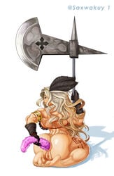 1girls amazon_(dragon's_crown) anal anal_grip anal_lips anal_penetration anus ass back_muscles backboob bangs barefoot bottom_lip breasts dildo dragon's_crown fat_mons feet female female_only hair_ornament long_hair looking_at_viewer looking_back masturbation muscles muscular muscular_female pale-skinned_female pale_skin penetration pussy saxwakuy silver_hair small_ass soles solo tattoos thick_hips thick_thighs toes two_tone_hair wide_hips