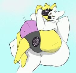 abdominal_bulge anal animated anthro avian belly big_belly big_butt bird bodily_fluids butt cum cum_inflation cum_inside duo genital_fluids gryphon huge_butt inflation machine male male/male meowl miki_(mikimeowl) mythological_avian mythological_creature mythology on_lap owl protogen settledowncowboy simple_background sockstepprotogen thick_thighs wide_hips wings