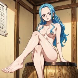 1girl 1girls ai_generated barefoot breasts feet feet_focus female female_only foot_fetish haremoverlord legs legs_crossed naked nefertari_vivi one_piece soles teasing thick_thighs thighs
