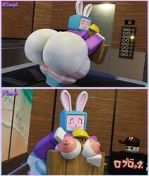 1girls 2boys 3d breast_on_head deviantart hugging mannequin_mark_(regretevator) melanie_(regretevator) pest_(regretevator) regretevator roblox rusoph