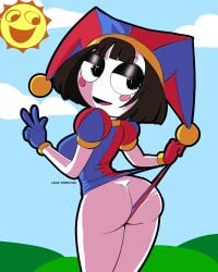 ass_focus butt_focus fortnite:_battle_royale jester jester_girl jester_hat jester_outfit lewd_inspector pomni_(the_amazing_digital_circus) pulling_clothing the_amazing_digital_circus