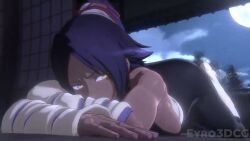 10_seconds 1girls 3d animated ass ass_up bleach bubble_butt clothed clothed_female dark-skinned_female dark_skin eyro3dcg female female_only looking_at_viewer no_sound purple_hair shihouin_yoruichi shorter_than_30_seconds solo solo_female tagme thighs twerking video yellow_eyes