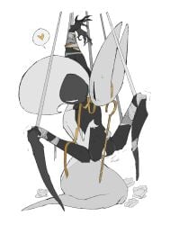 2026 anthro arms_tied arthropod bdsm biped black_body black_eyes blush blush_lines bodily_fluids bound digital_drawing_(artwork) digital_media_(artwork) dominant dominant_female dominant_humanoid dripping duo empty_eyes english_description english_text female female/female female_anthro female_humanoid flower forced_spreading_legs genital_fluids hands_behind_head heart_symbol hi_res holding_melee_weapon holding_object holding_partner holding_sword holding_weapon hollow_knight:_silksong hollow_knight_(franchise) hornet_(hollow_knight) humanoid improvised_sex_toy justdog kneeling lace_(hollow_knight:_silksong) leash legs_tied looking_at_another looking_at_partner melee_weapon mouthless narrowed_eyes nibbling one_eye_closed onomatopoeia plant raised_hands rose_(flower) sex sex_toy simple_background sound_effects speech_bubble submissive submissive_anthro submissive_female suspension sweat sweatdrop sword team_cherry text toying_partner vaginal_fluid_drip vaginal_fluids weapon weapon_play white_background white_body white_eyes white_rose