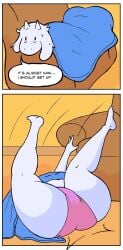 1girls absurd_res absurd_resolution absurdres ass ass_focus before_and_after big_ass big_butt blanket couch curvaceous curvy curvy_female curvy_figure deltarune deltarune_chapter_5 dialogue english_text fat_ass female female_focus female_only goat hi_res high_resolution highres horns huge_ass huge_butt large_ass mature mature_female milf panties pink_panties pink_underwear shiviepop solo solo_female solo_focus speech_bubble tagme text thick_ass thick_thighs thighs toby_fox toriel toriel_(deltarune) undertale_(series) underwear voluptuous voluptuous_female white_fur white_hair