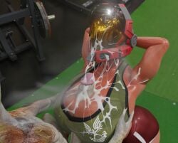 3d_(artwork) absurd_res alien anthro arm_quills armor athletic_wear big_butt bodily_fluids breast_grab breast_play breasts butt clothed clothed/nude clothed_female clothed_human clothing colored crouching cum cum_in_armpit cum_on_breasts cum_on_helmet cum_on_visor digital_media_(artwork) dorkle24 duo erection faceless_anthro faceless_character faceless_male female female_human genital_fluids genitals gym halo_(series) hand_on_breast hands_behind_head headgear helmet hi_res high-angle_view human human_focus human_on_anthro humanoid_genitalia humanoid_penis ibie'shan interspecies kig-yar light_body light_skin male male/female male_anthro male_on_human mammal microsoft not_furry_focus nude nude_anthro penis presenting presenting_penis red_quills scales scalie sex solo_focus standing tan_body tan_scales titfuck titfuck_under_clothes unsc xbox_game_studios xenophilia