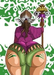 1male back_view big_ass big_thighs cultural_outfit dejizocjan fat_ass fat_thighs feathers femboy feminine_male hyper hyper_ass hyper_thighs long_hair massive_ass massive_butt massive_thighs original_character pixel_art purple_shirt staff sweater tattoo tight_clothing viewed_from_behind wide_hips