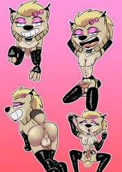 absurd_res anal anal_penetration anthro balls bodily_fluids butt cum damian5320 felid feline femboy genital_fluids genitals hi_res lynx lynxcorner male mammal patt_(lynxcorner) penetration penis solo toony