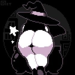 animated ass ass_focus back_view black_hair bubble_butt cauldron female female_only from_behind gif huge_ass long_hair mabel_(octotron2000) octotron2000 pixel_art roblox roblox_avatar robloxian self_upload shaking_ass shoes star stirring thick_thighs thong white_skin wide_hips witch witch_hat