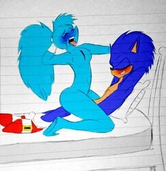 1boy 1girls anthro blush closed_eyes female footwear male open_mouth sega sex shoes sonic_(series) sonic_the_hedgehog sonic_the_hedgehog_(series) spaicy spaicy_chicross straight tagme teeth tongue tongue_out